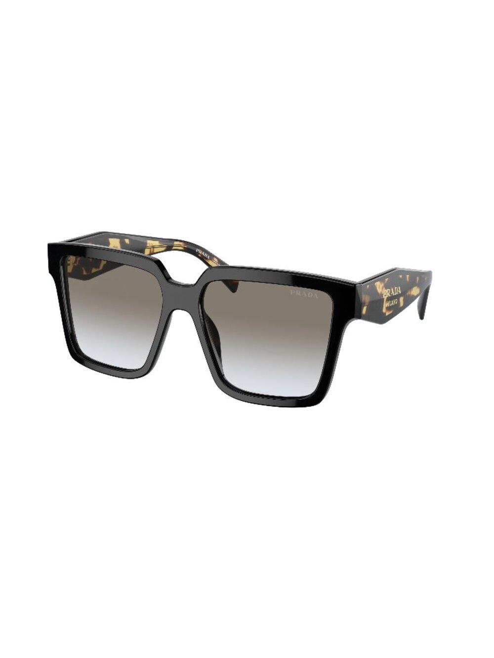 New Prada Women's Sunglasses Black Square Grey Lens Acetate Frame PR 24ZS 1AB0A7